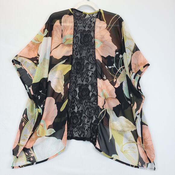 Lovey Day Cardigan Kimono Cover Up Sheer Lace Women S Multicolor Floral Beach - Picture 6 of 10